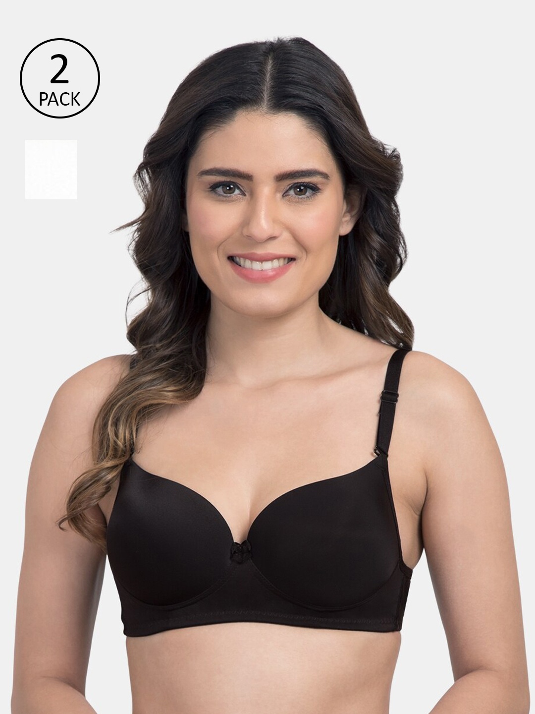 

Tweens Women Pack of 2 Solid Heavily Padded Bra, Black