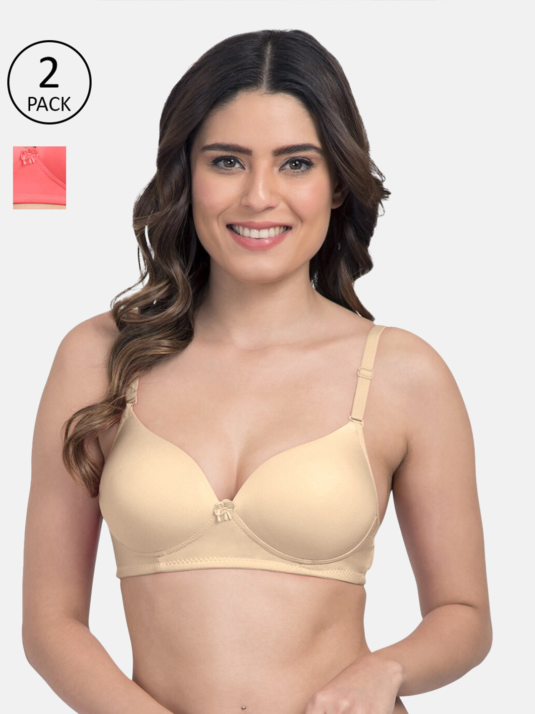 

Tweens Pack Of 2 Beige & Pink T-shirt Bra Heavily Padded TW-91570-SK-2PC-CRL