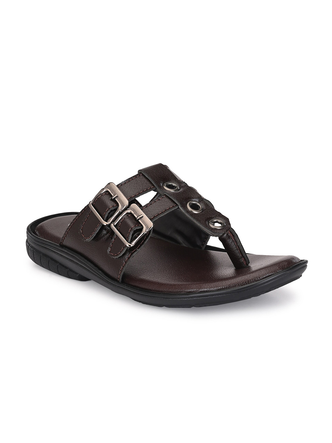 

BUCIK Men Brown Synthetic Leather Flip Flops