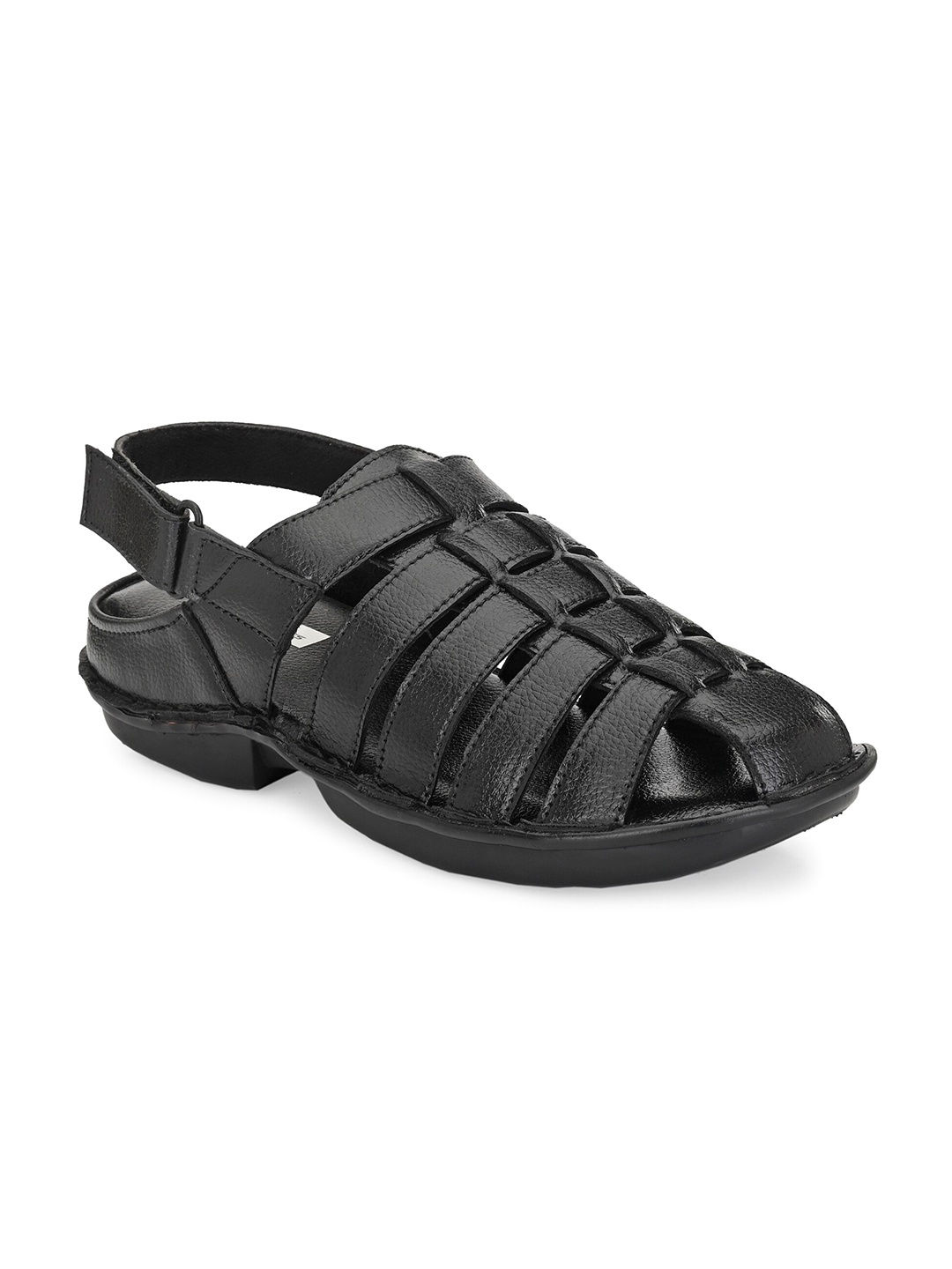

BUCIK Men Black Solid Fisherman Sandals