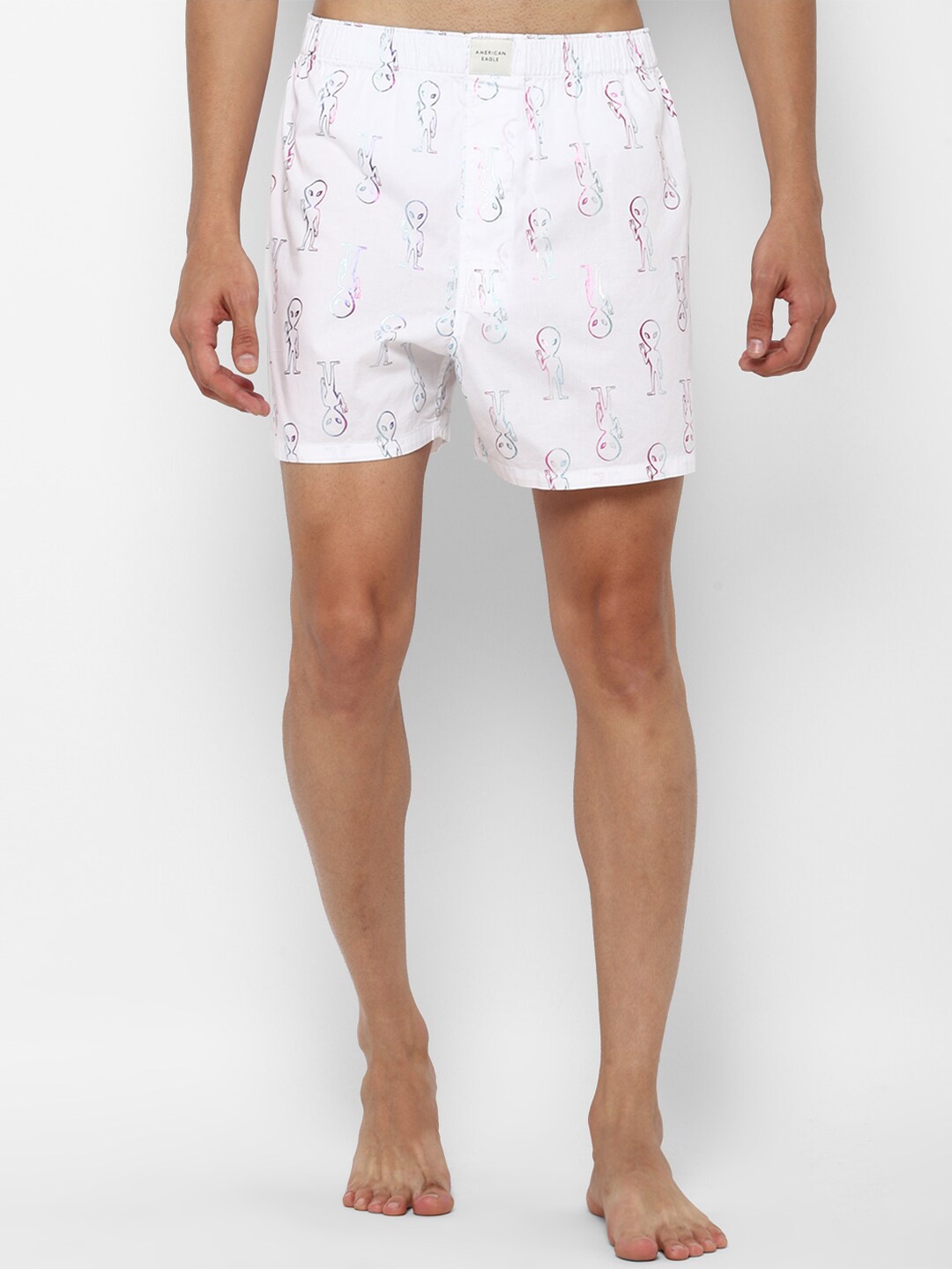 

AMERICAN EAGLE OUTFITTERS Men White & Pink Printed Boxers WEC0231318100