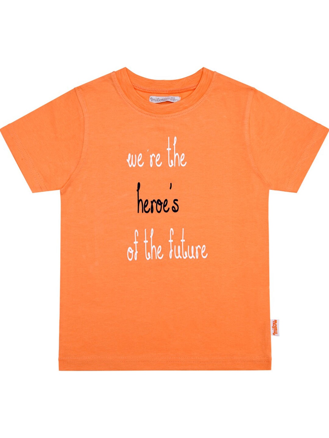 

milou Boys Orange Typography Printed T-shirt