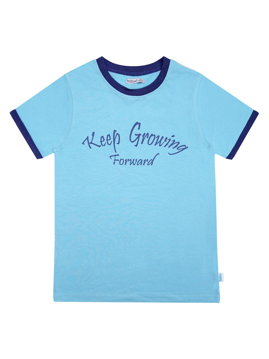 milou Boys Blue Typography Printed Pure Cotton T-shirt