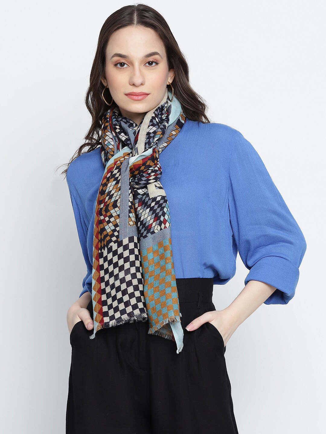 

SHINGORA Women Grey & Black Printed Wool Stole