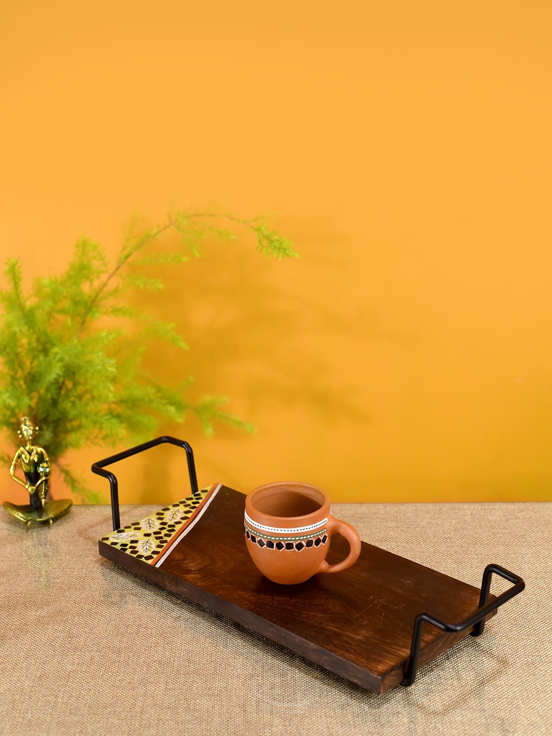 

AAKRITI ART CREATIONS Brown Rosewood Serving Platter