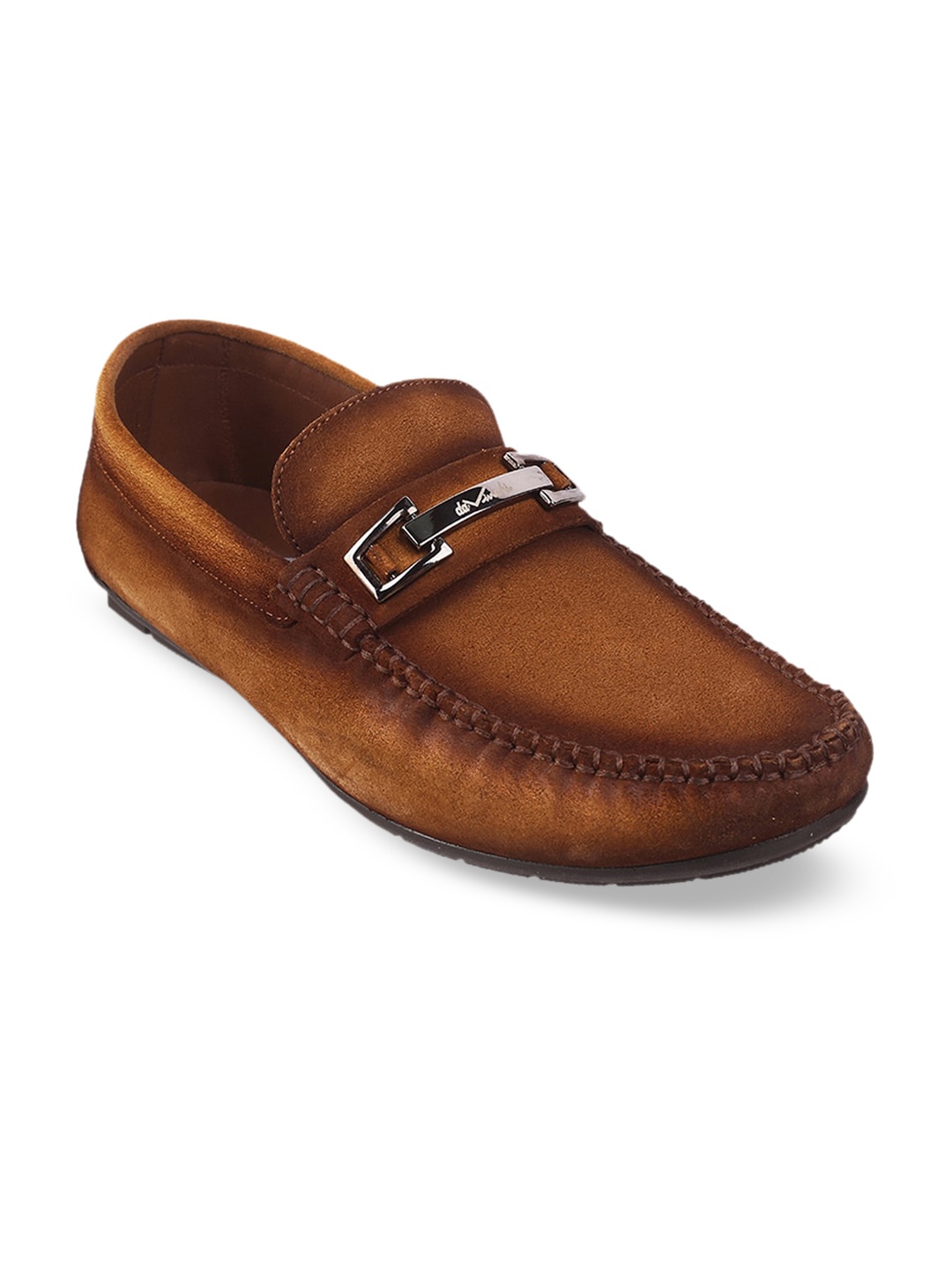 

DAVINCHI Men Tan Printed Suede Loafers
