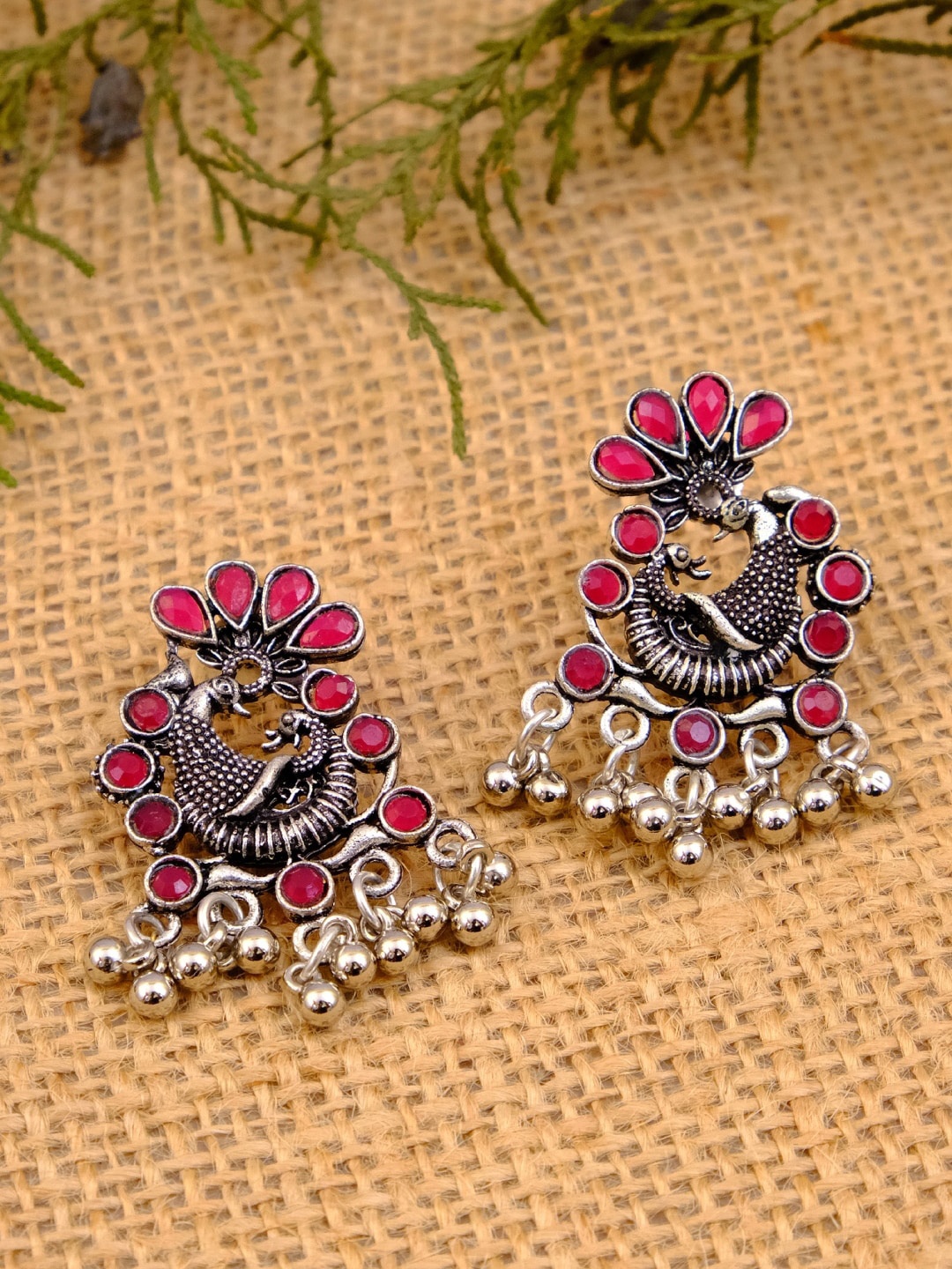 

Crunchy Fashion Silver Plated Pink Contemporary Drop Earrings