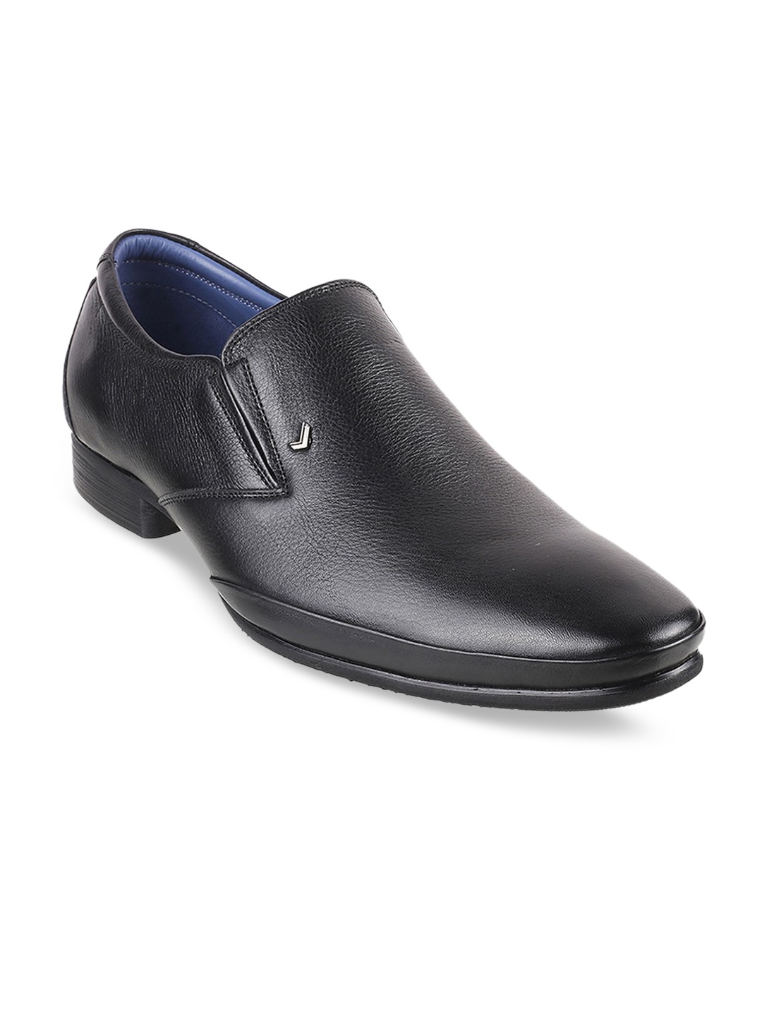 

DAVINCHI Men Black Solid Leather Formal Slip-On Shoes