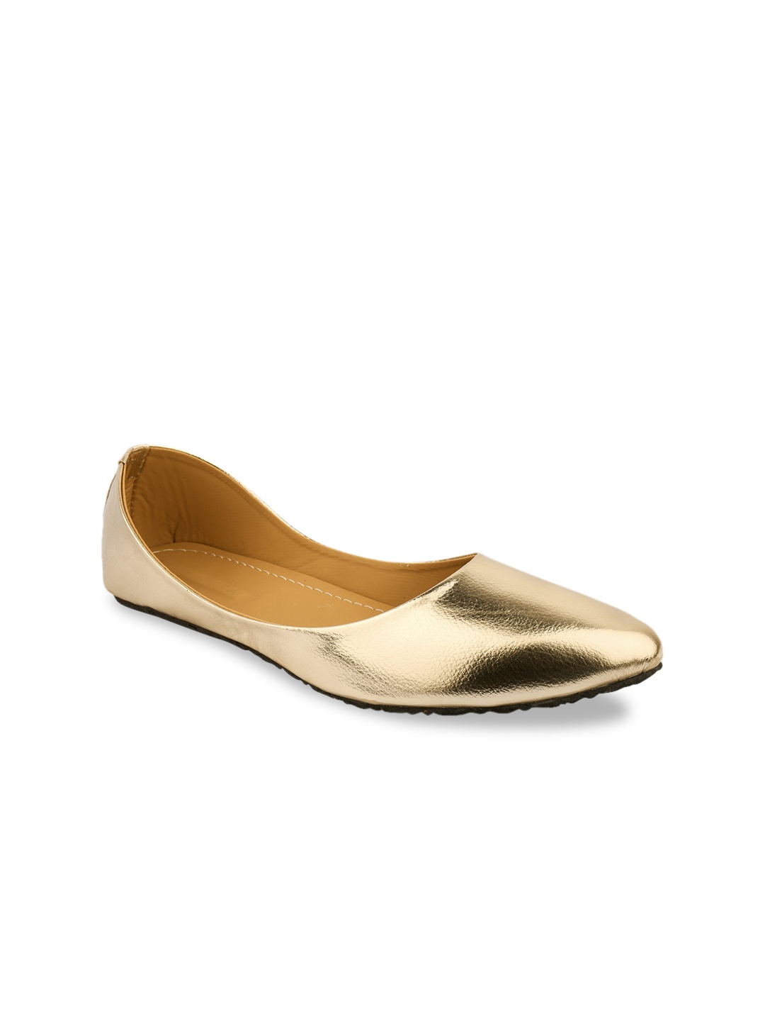 

DESI COLOUR Women Gold-Toned Ballerinas Flats