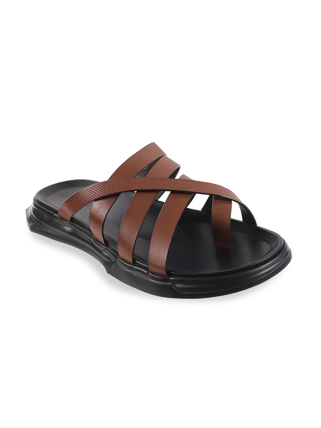 

J FONTINI Men Brown & Black Comfort Sandals