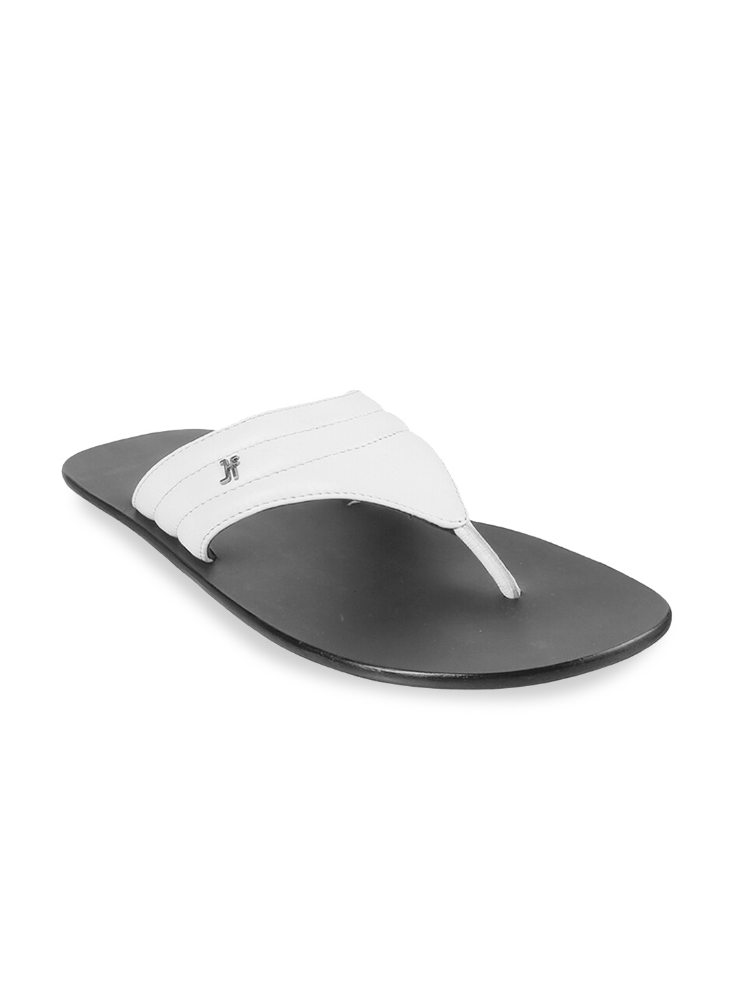 

J.FONTINI Men White Textured Casual Comfort Sandals