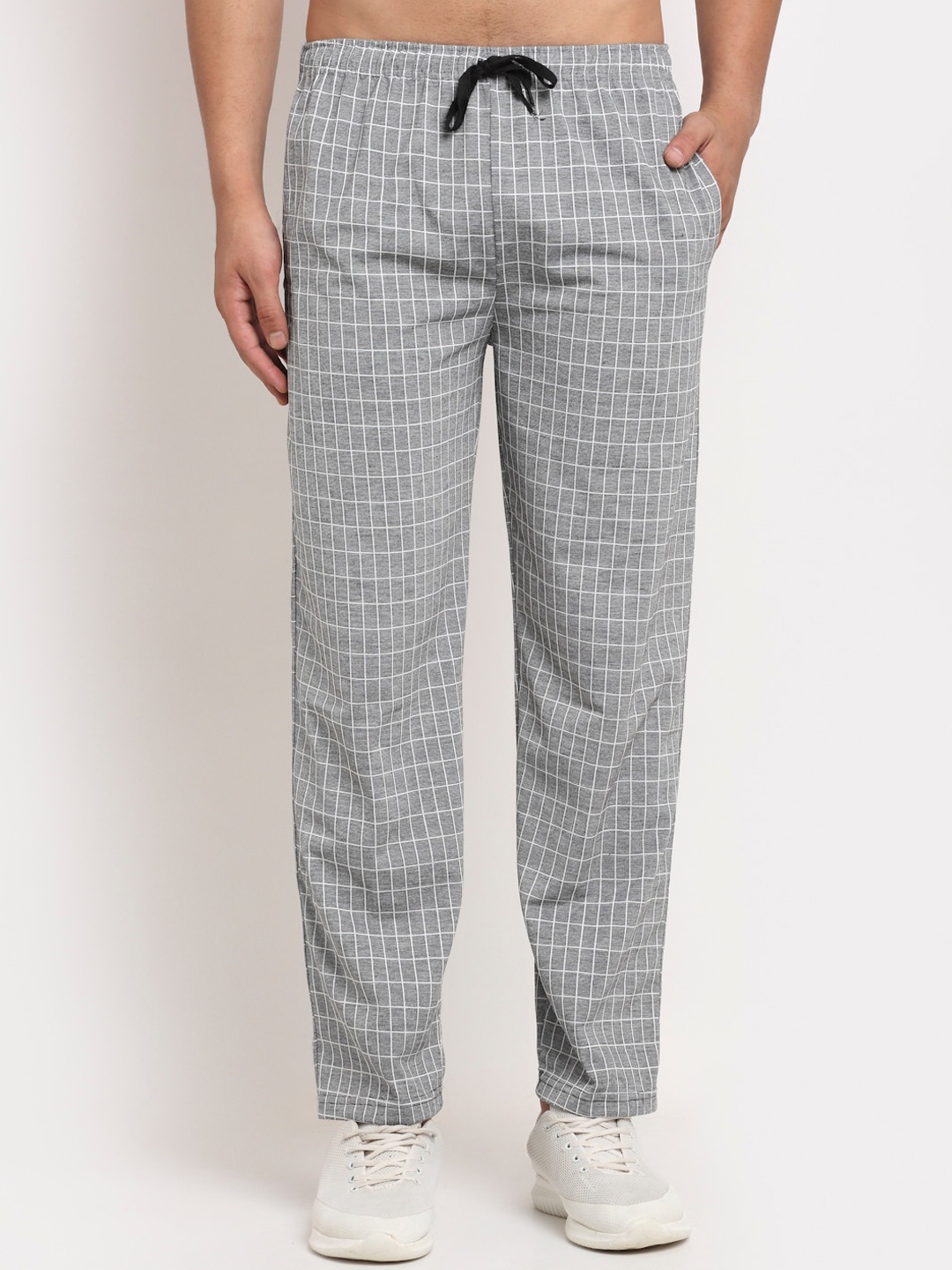 

VIMAL JONNEY Men Black & White Checked Track Pants