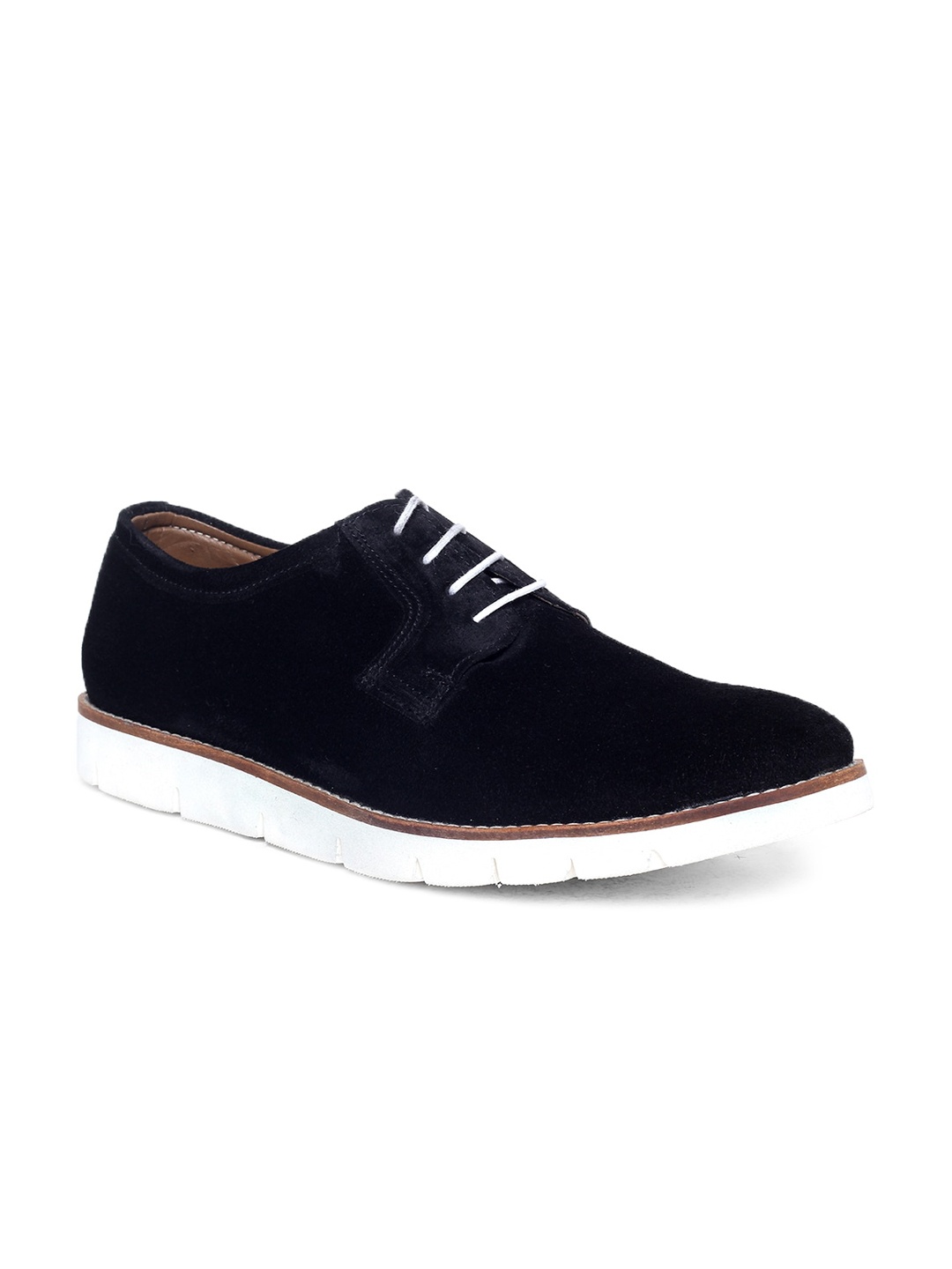 

LOUIS STITCH Men Black Woven Design Suede Oxfords