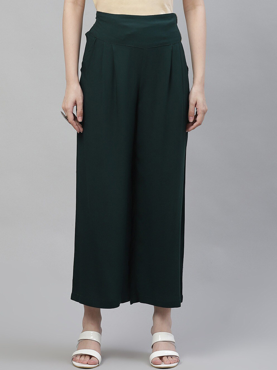 

Cottinfab Women Green Ethnic Palazzos