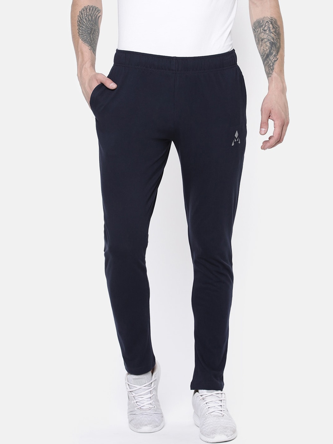 

ACTIMAXX Men Navy Blue Solid Cotton Track Pants