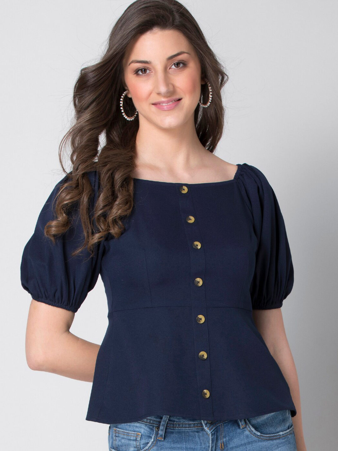 

FabAlley Blue Peplum Top