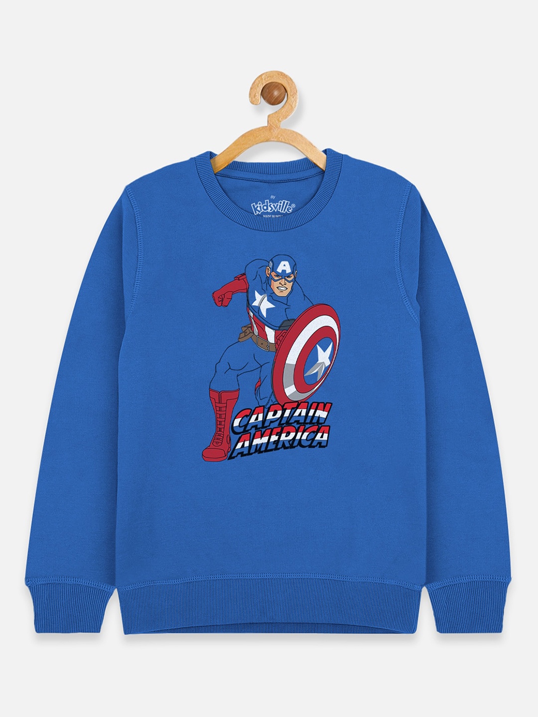 

Kids Ville Boys Blue Captain America Printed Sweatshirt