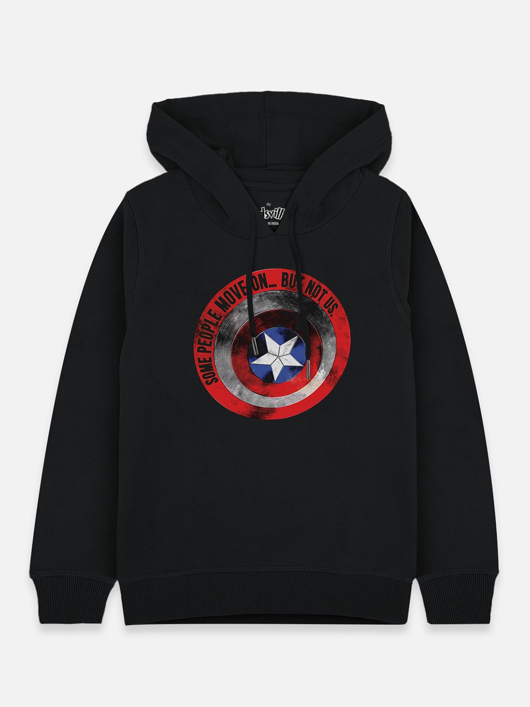 

Kids Ville Boys Black Captain America Printed Hooded Sweatshirt