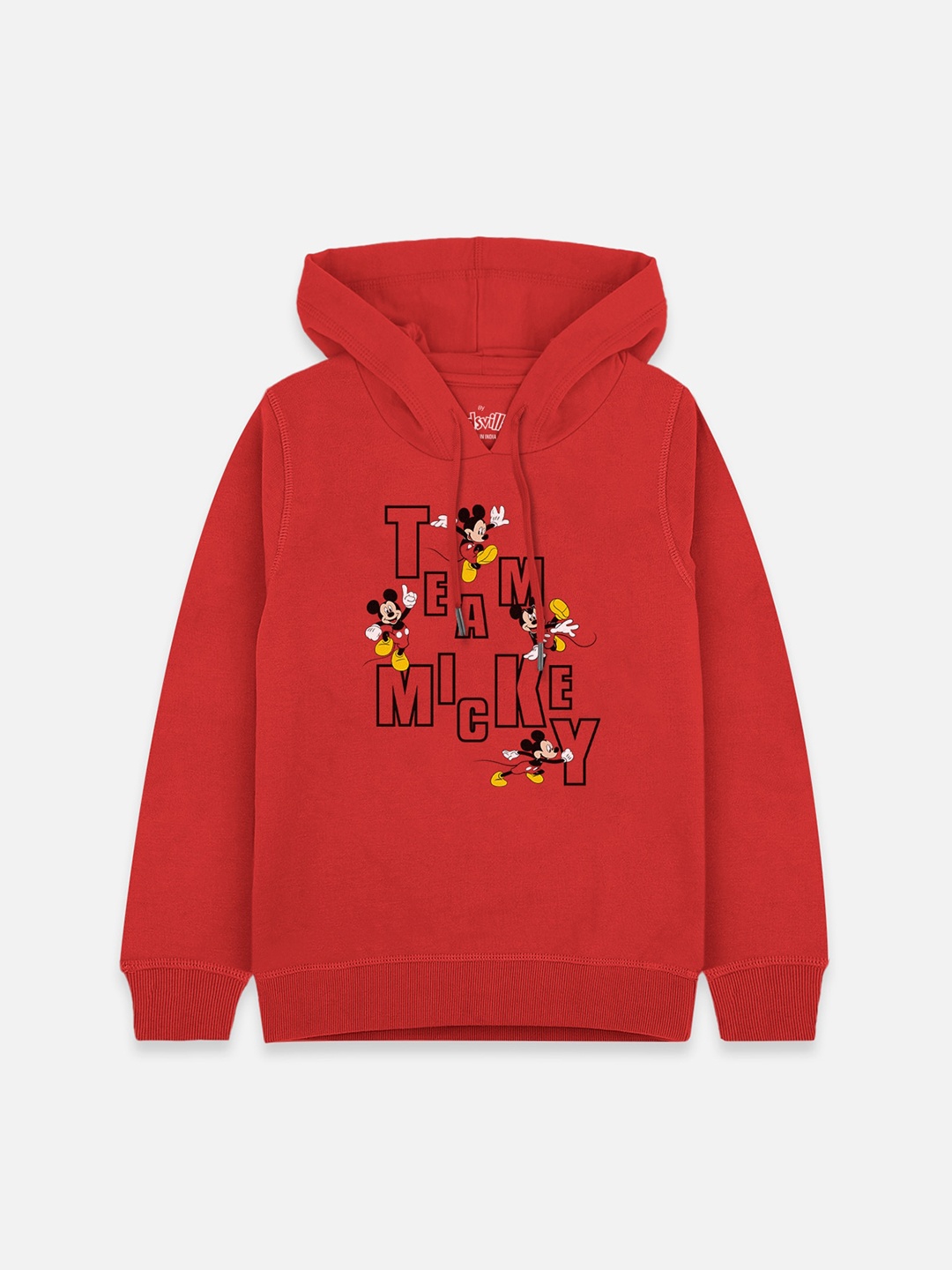 

Kids Ville Mickey & Friends Boys Red Printed Hooded Sweatshirt