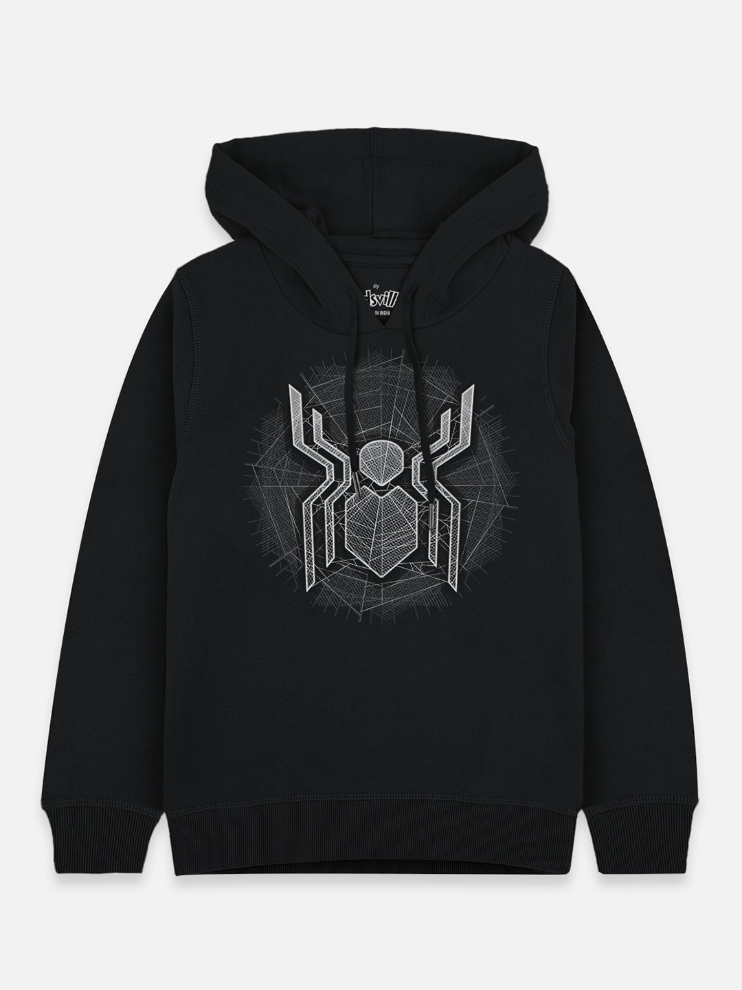 

Kids Ville Boys Black Spiderman Printed Hooded Sweatshirt