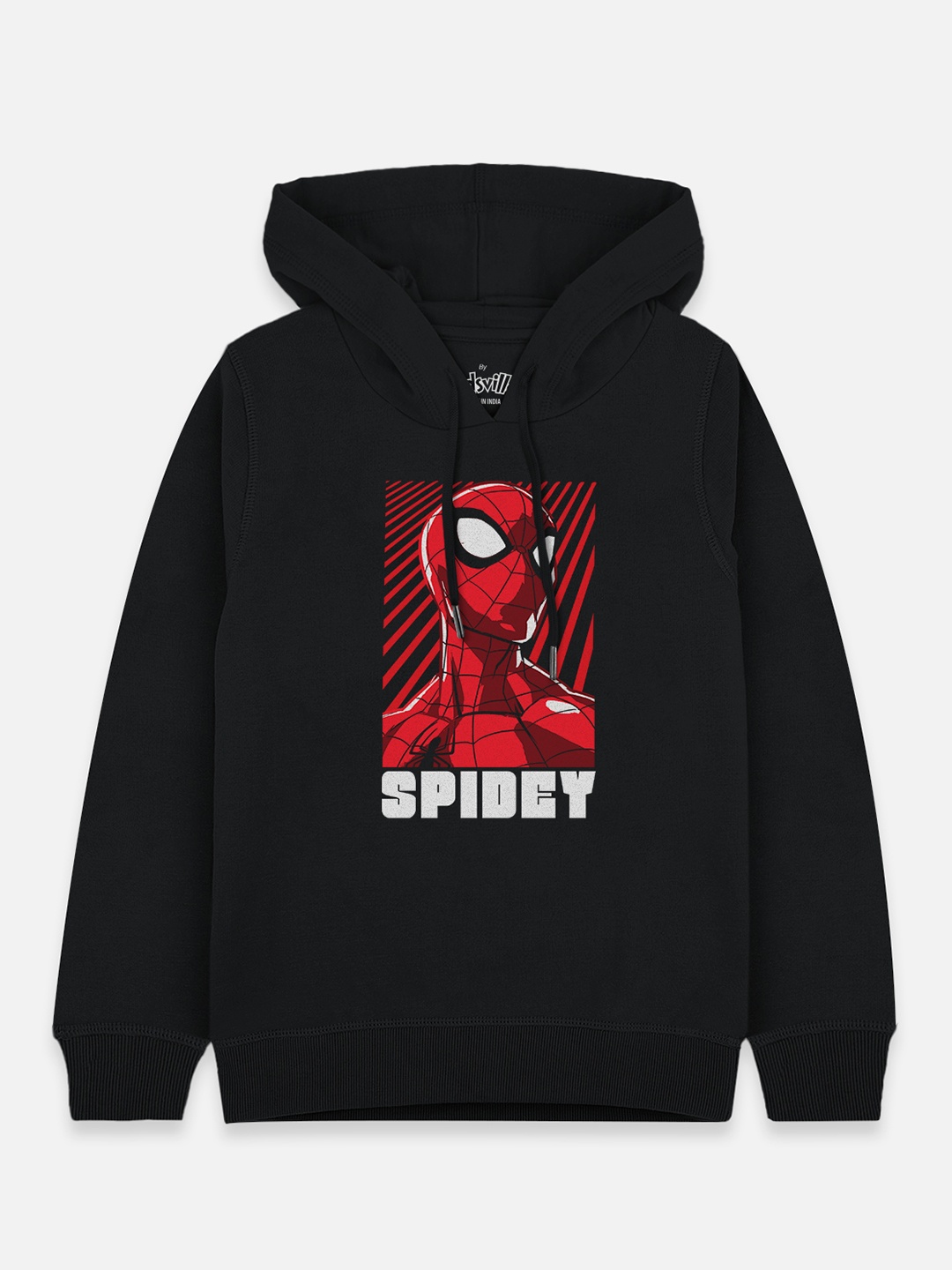 

Kids Ville Boys Black Spiderman Printed Hooded Sweatshirt