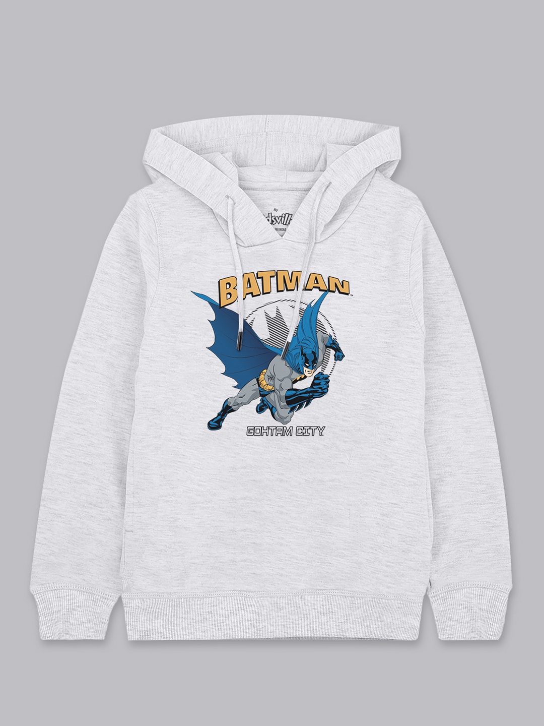 

Kids Ville Boys Grey Batman Printed Hooded Sweatshirt