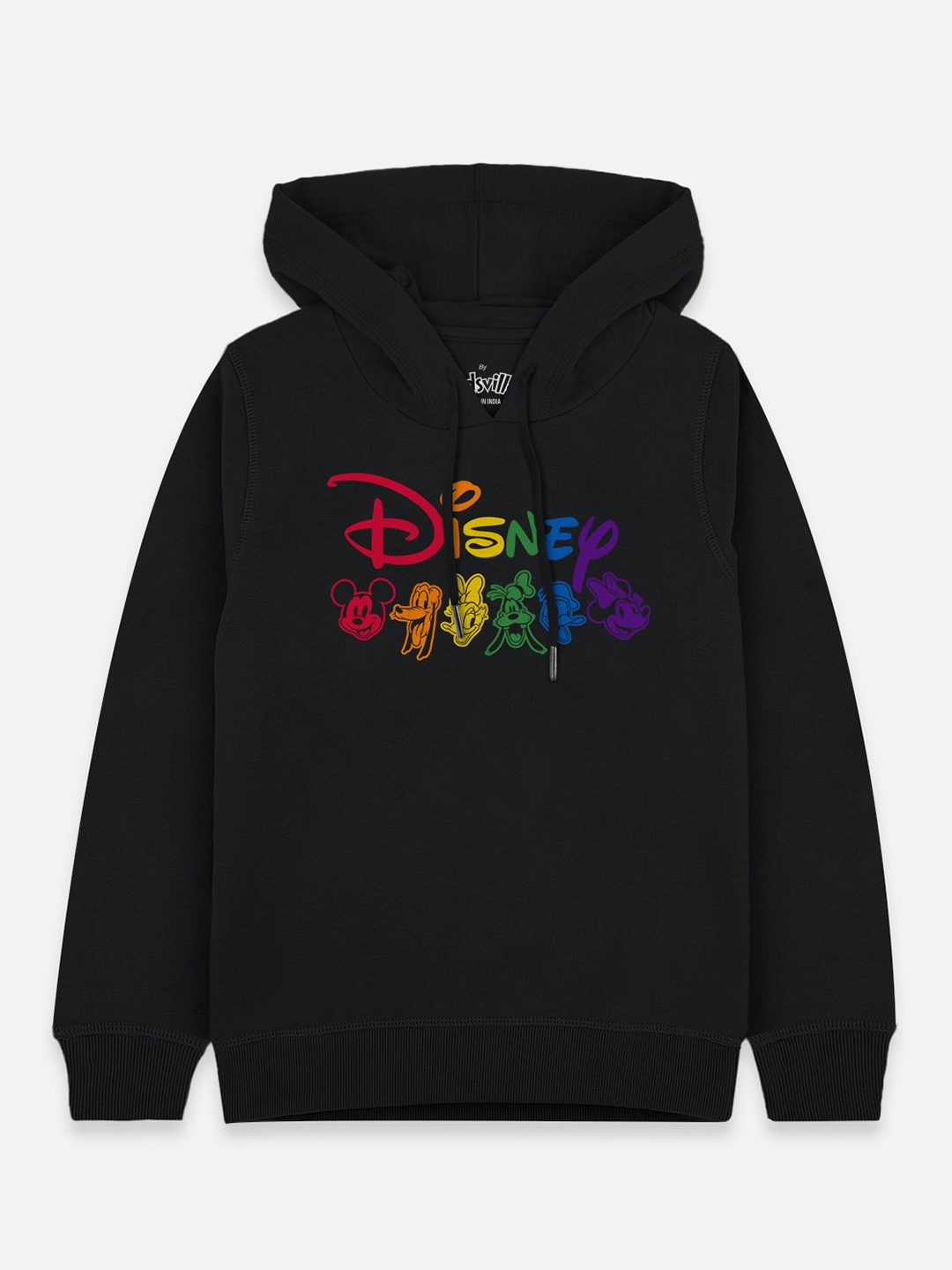

Kids Ville Mickey & Friends Boys Black Printed Hooded Sweatshirt