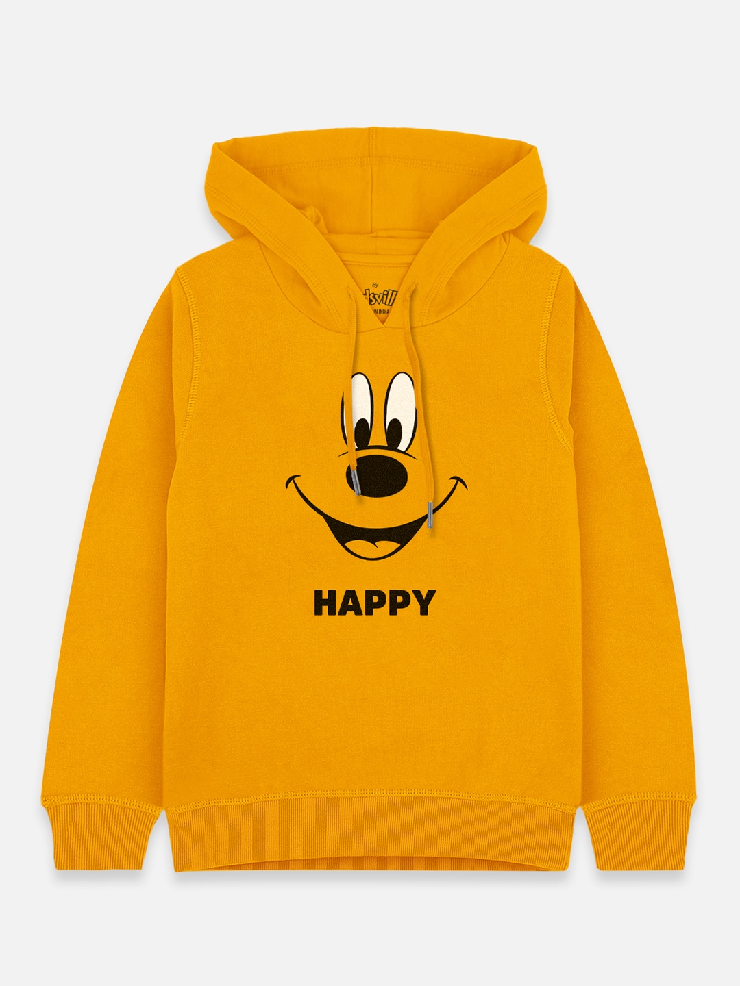 

Kids Ville Mickey & Friends Boys Yellow Printed Hooded Sweatshirt