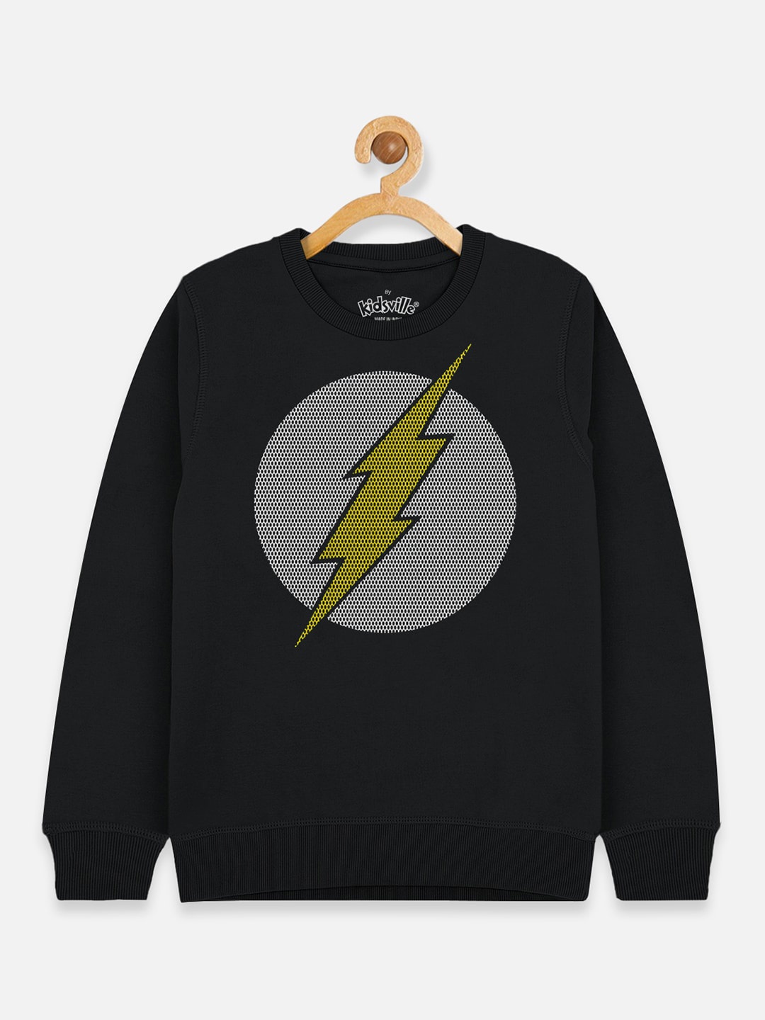 

Kids Ville Boys Black Flash Printed Sweatshirt
