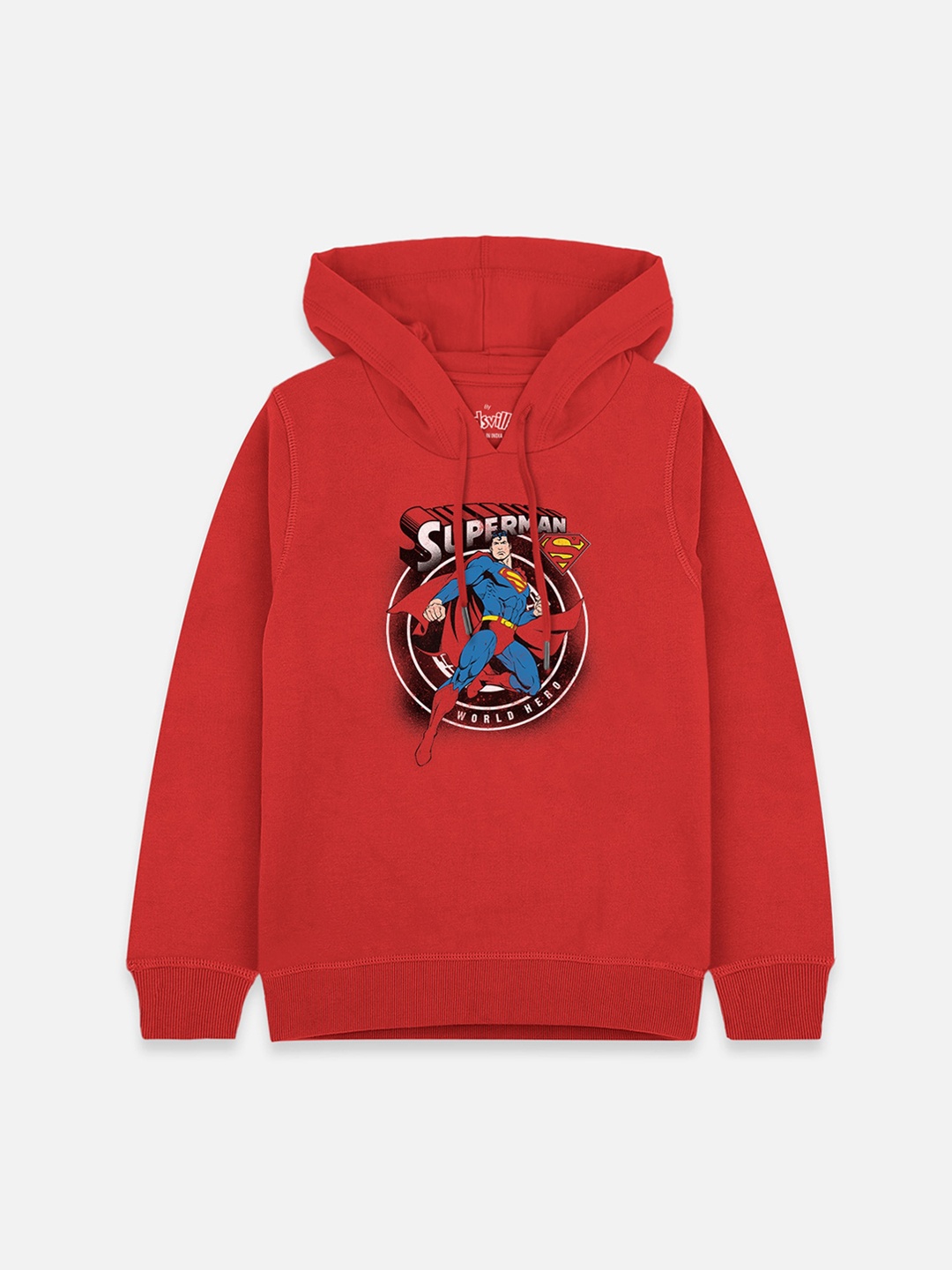 

Kids Ville Boys Red Superman Printed Hooded Sweatshirt