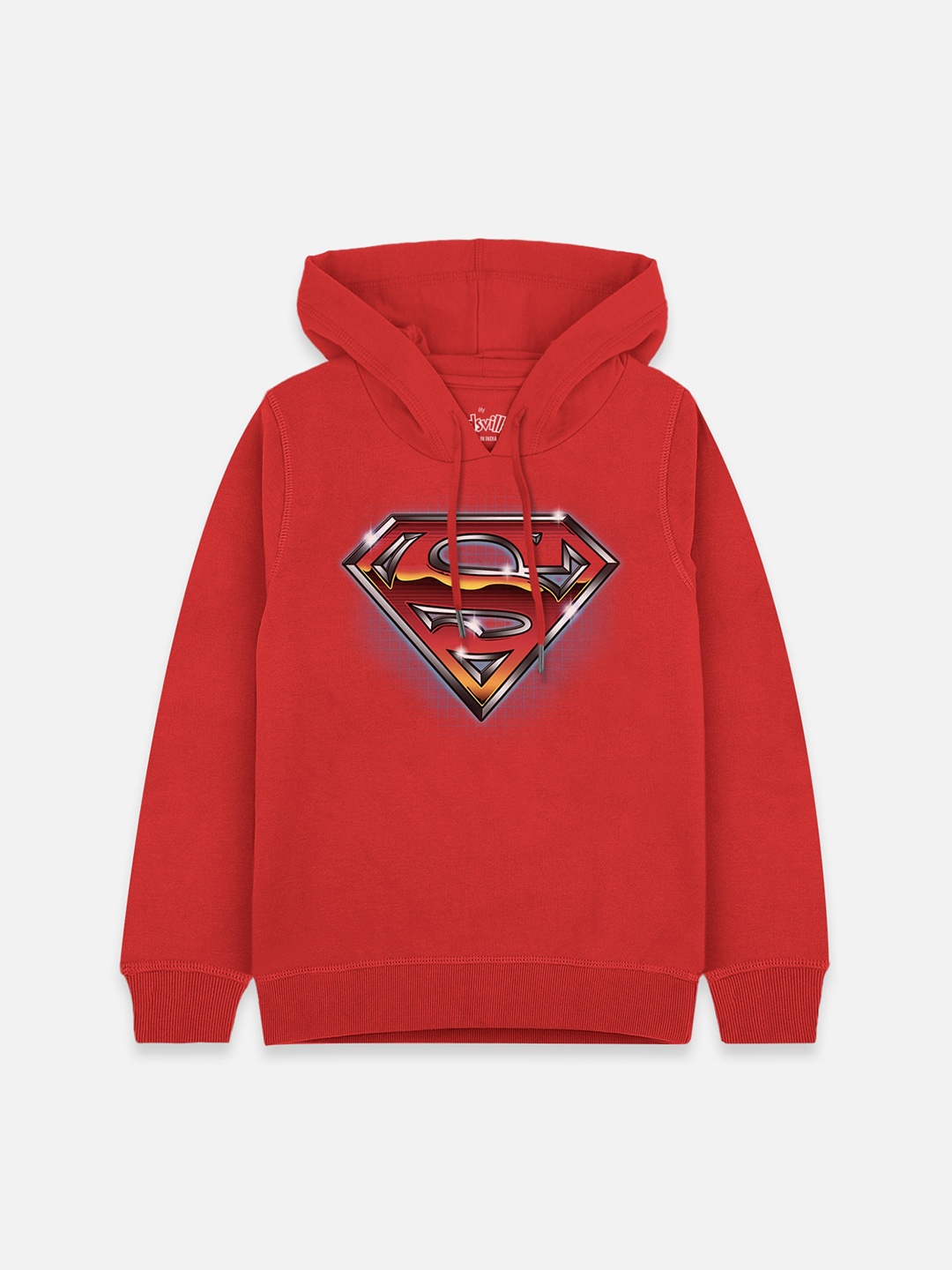 

Kids Ville Boys Red Superman Printed Hooded Sweatshirt