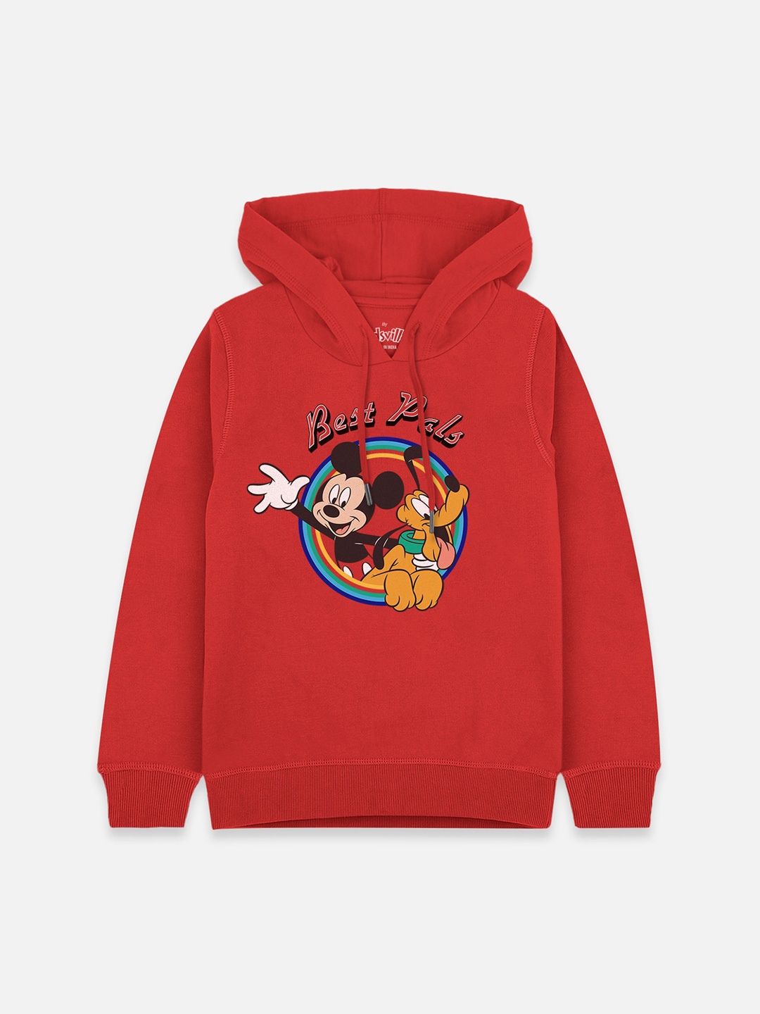 

Kids Ville Mickey & Friends Boys Red Printed Hooded Cotton Sweatshirt