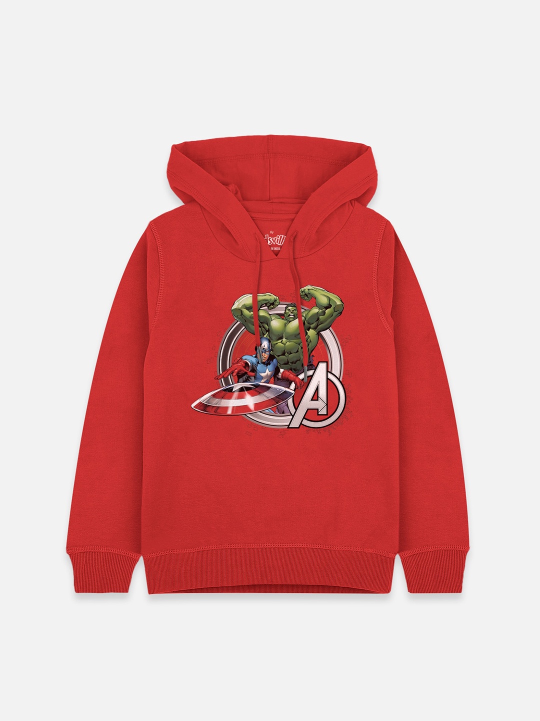 

Kids Ville Boys Red Avengers Printed Hooded Sweatshirt