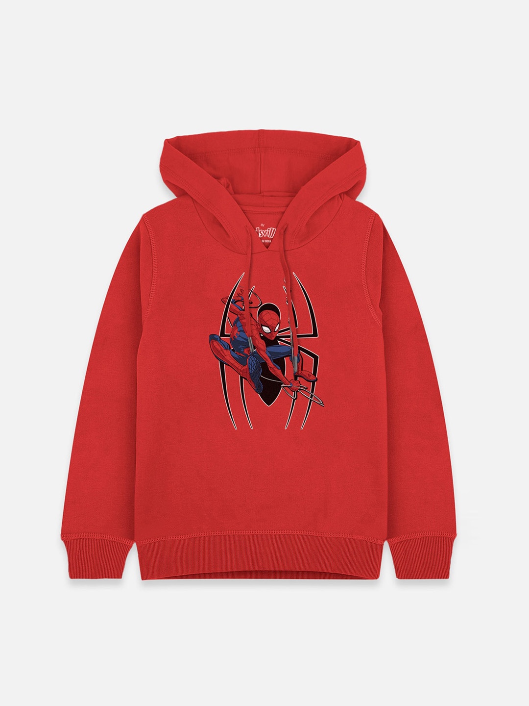 

Kids Ville Boys Red Spiderman Printed Hooded Sweatshirt