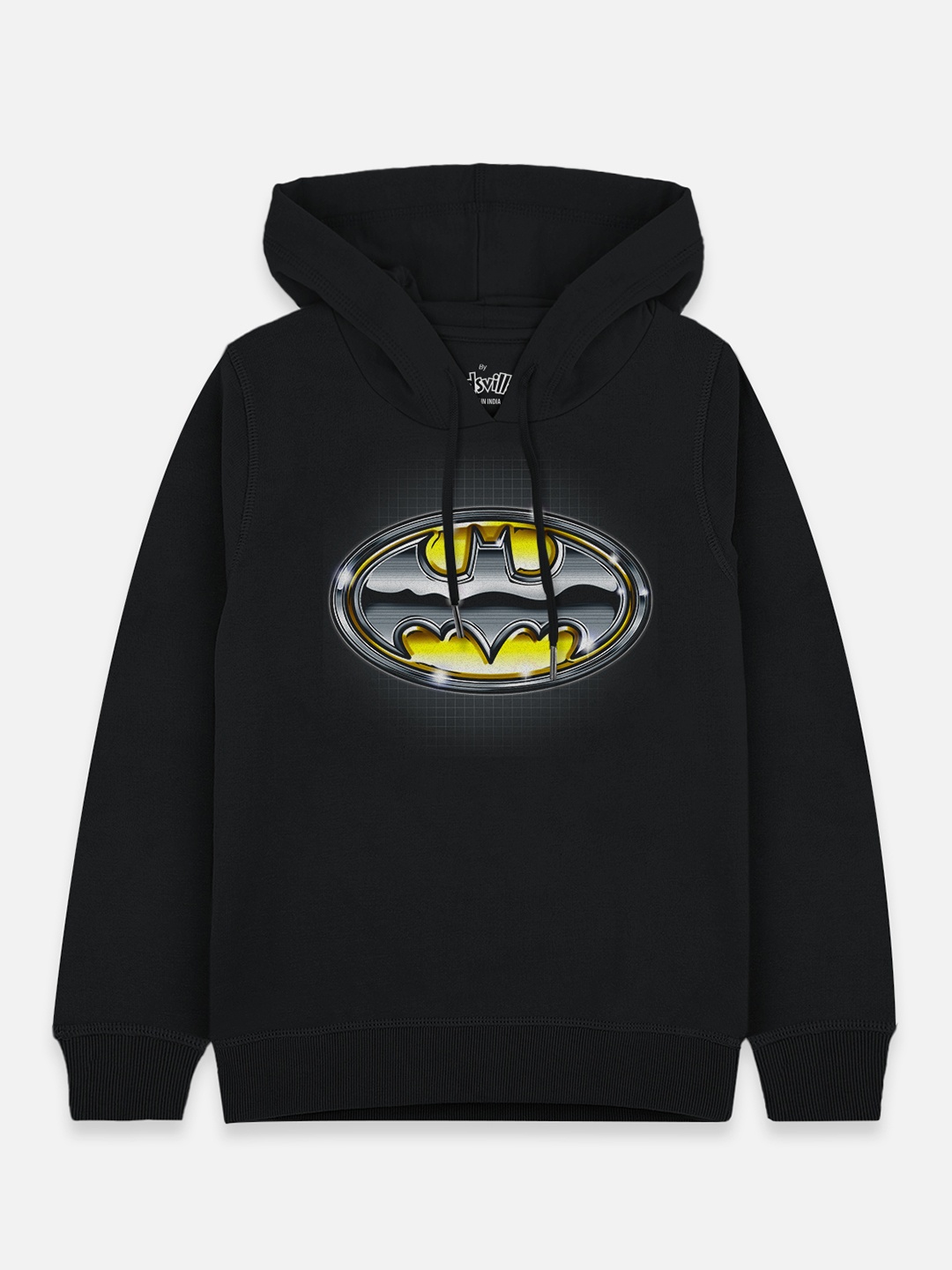 

Kids Ville Boys Black & Silver-Toned Batman Printed Hooded Sweatshirt