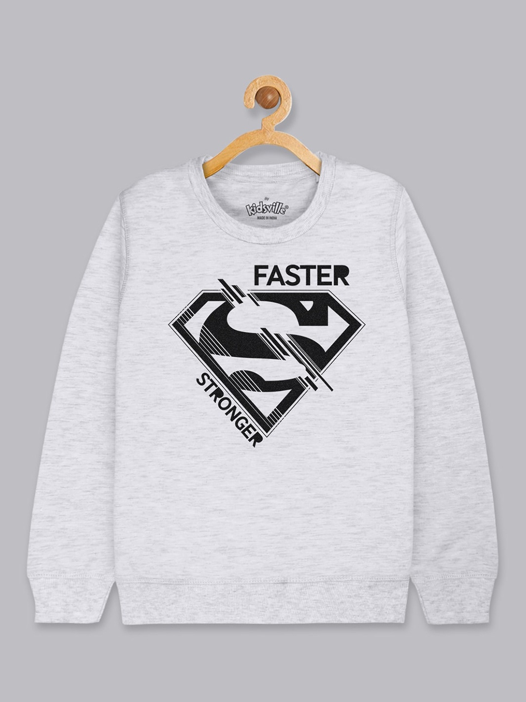 

Kids Ville Boys Grey Melange Superman Printed Sweatshirt