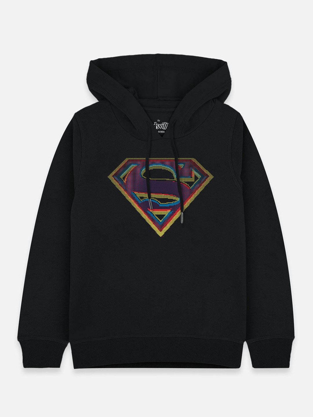 

Kids Ville Boys Black Superman Printed Hooded Sweatshirt