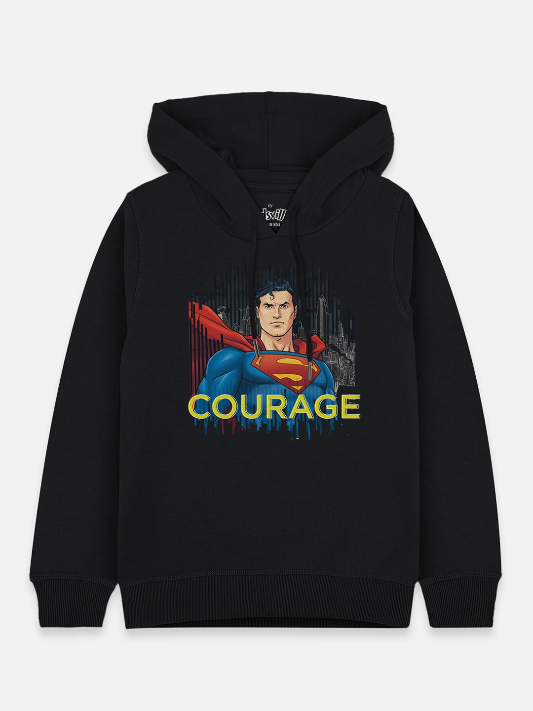 

Kids Ville Boys Black Superman Printed Hooded Sweatshirt