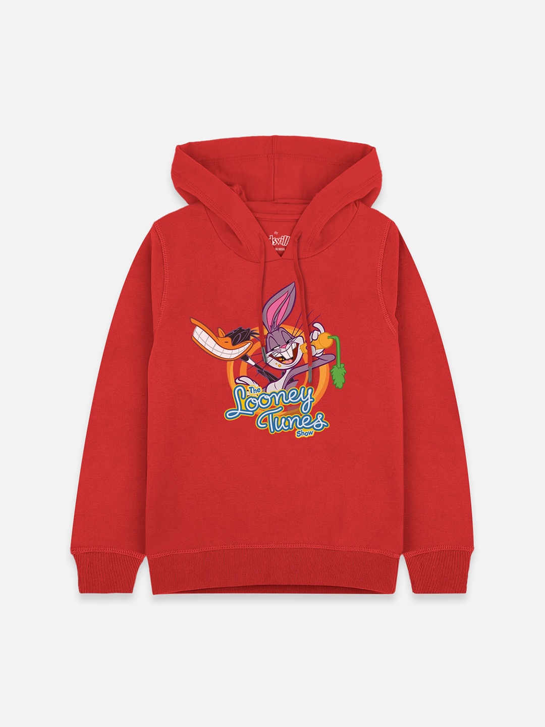 

Kids Ville Boys Red Looney Tunes Printed Hooded Sweatshirt