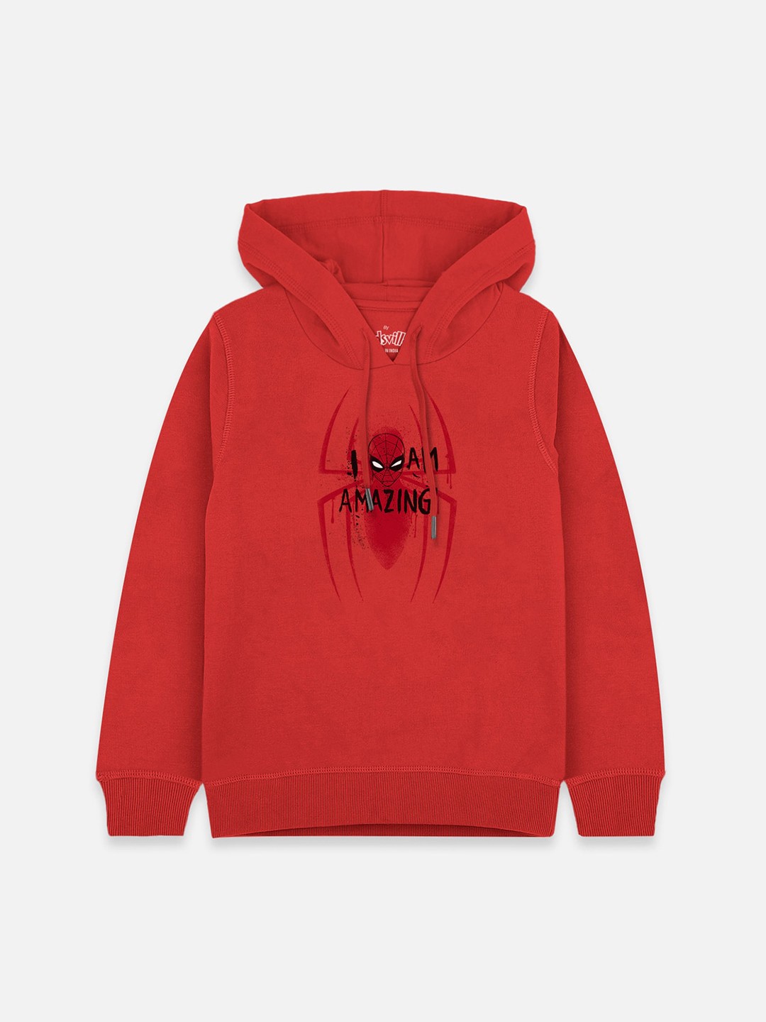 

Kids Ville Boys Red Spiderman Printed Hooded Sweatshirt