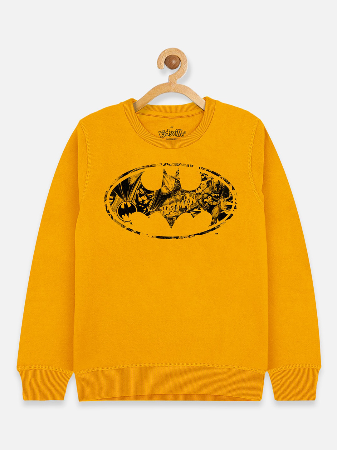 

Kids Ville Boys Yellow & Black Batman Printed Sweatshirt