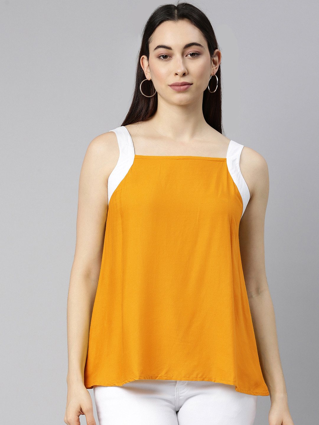 

Selvia Mustard Yellow Solid A-Line Top