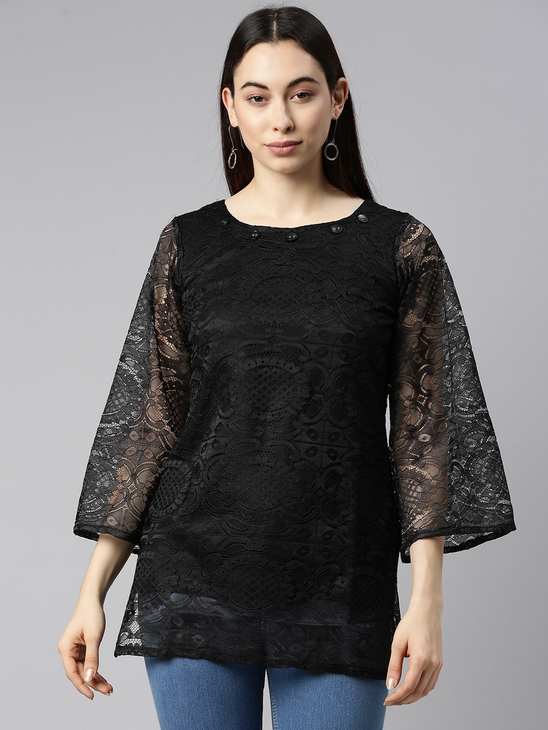 

Selvia Black Net Regular Top