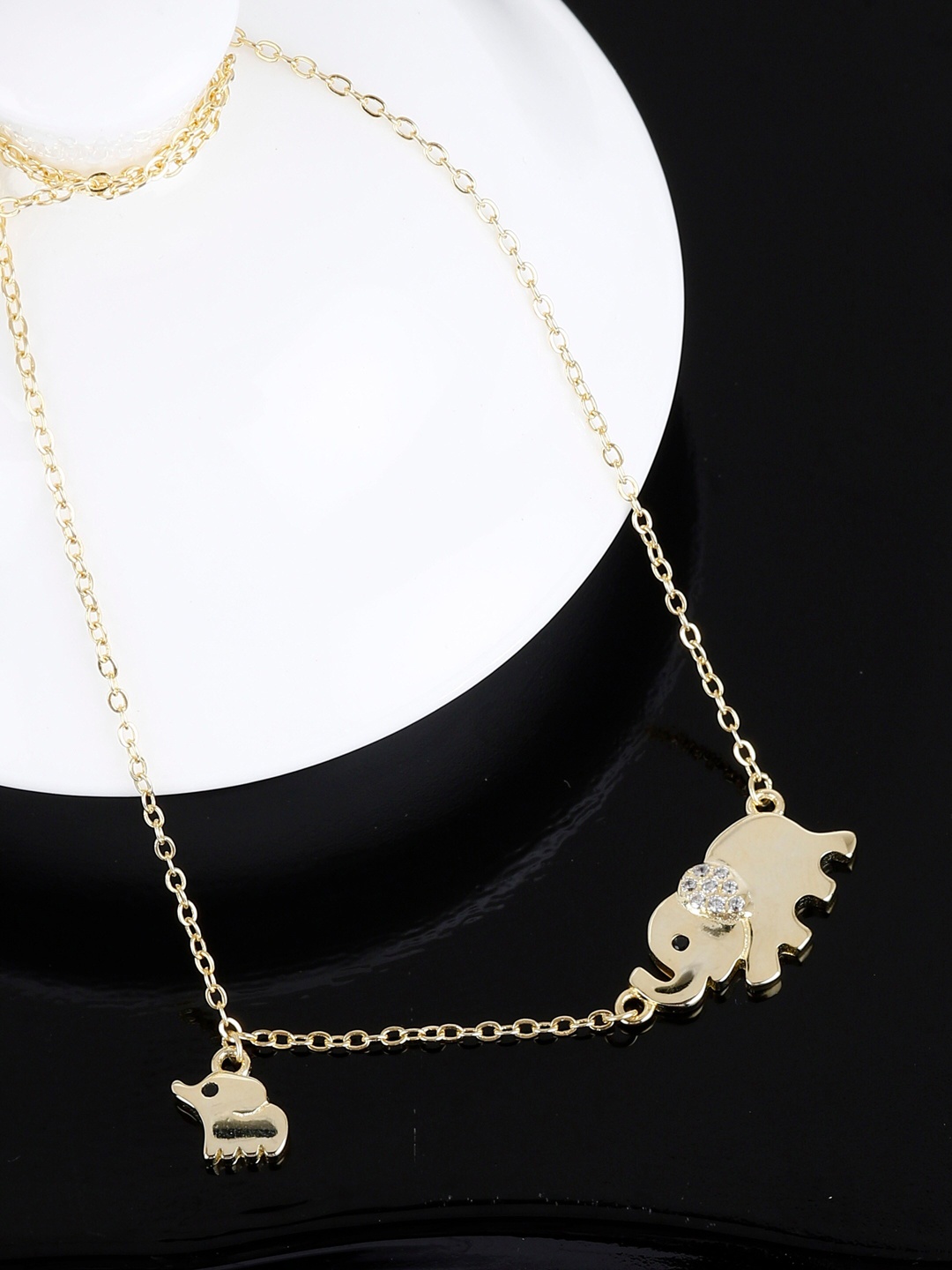 

GIVA 925 Silver Golden Elephant Charm Necklace, Gold