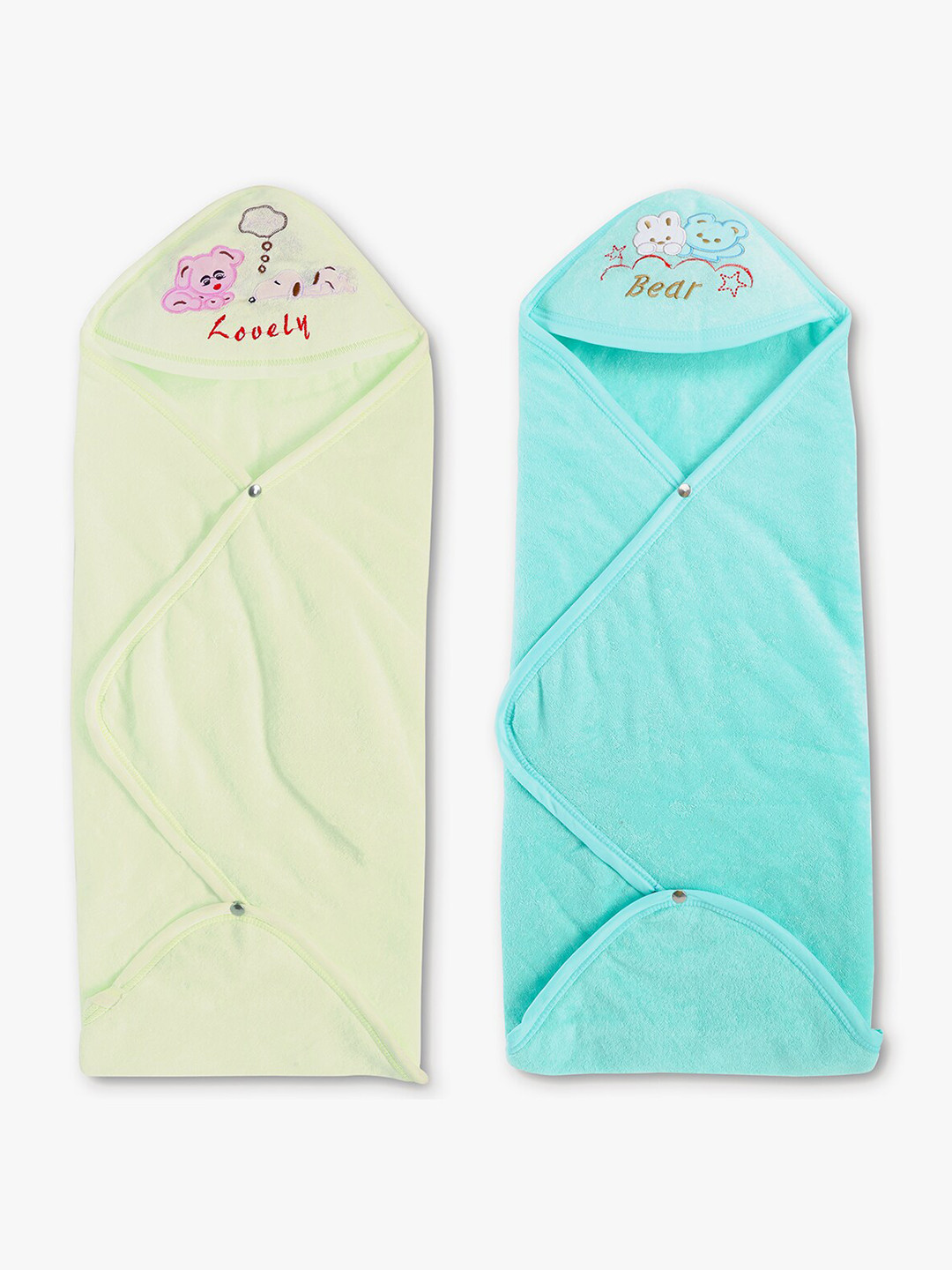 

POKORY Infant Baby Pack of 2 Gold & Green Cartoon Characters Mild Winter 110 GSM Warm Warp