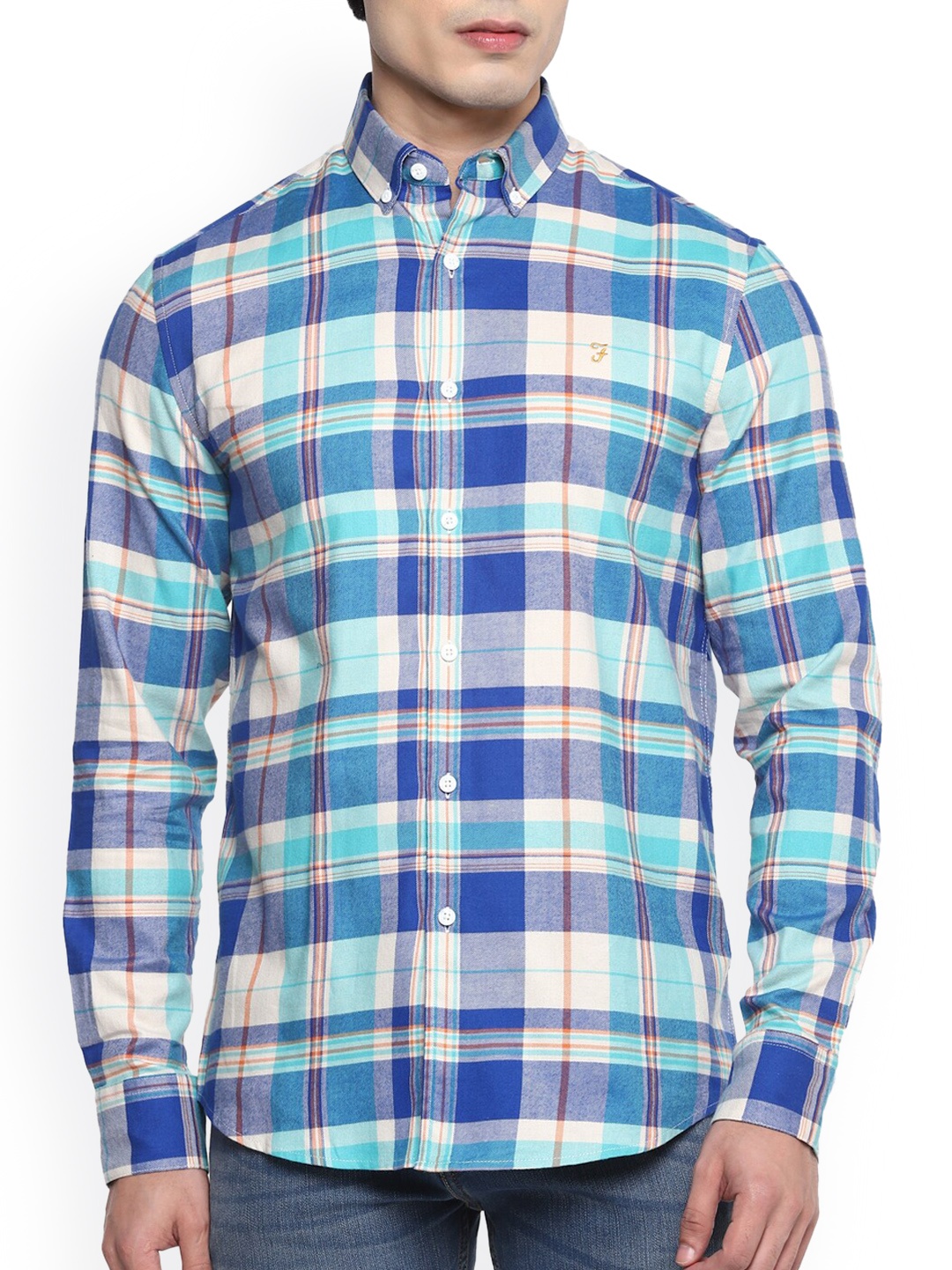 

Farah Men Blue Opaque Checked Casual Shirt