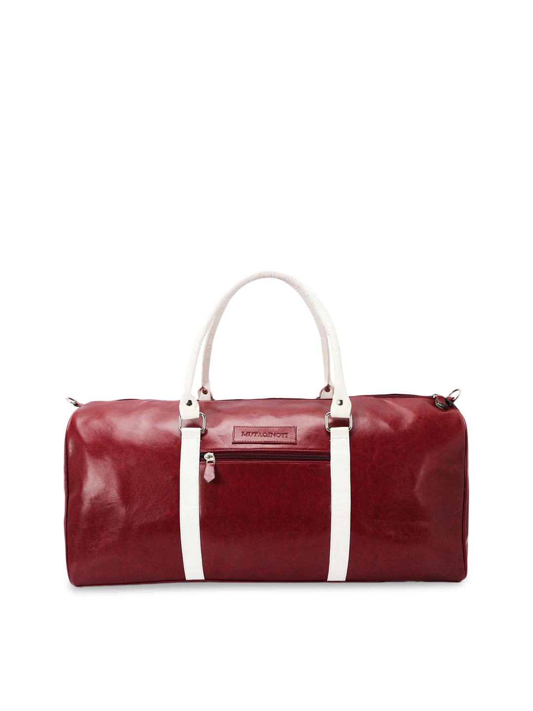 

MUTAQINOTI Red & White Colourblocked Duffel Bag