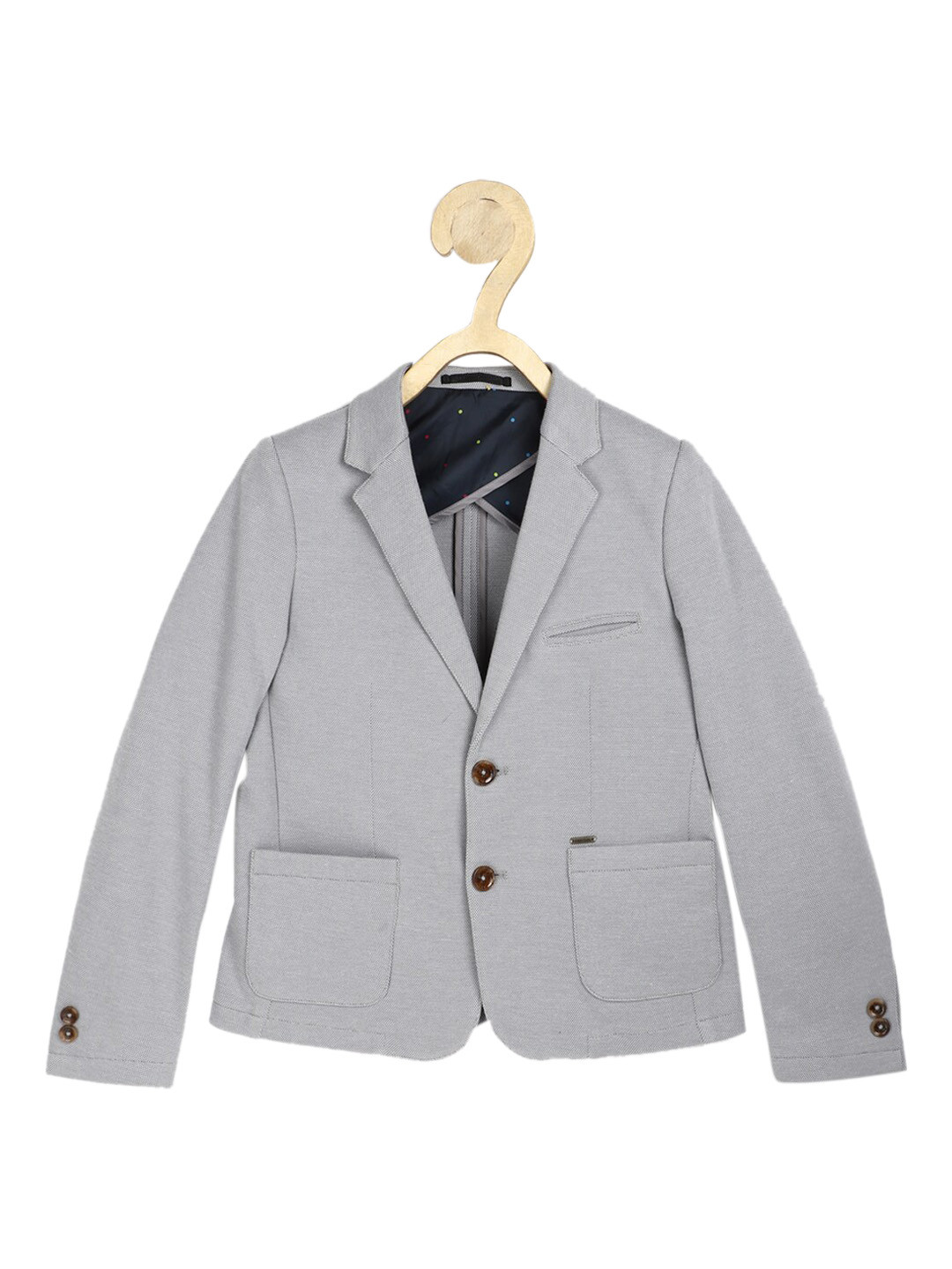 

Allen Solly Junior Boys Grey Solid Single-Breasted Party Blazer