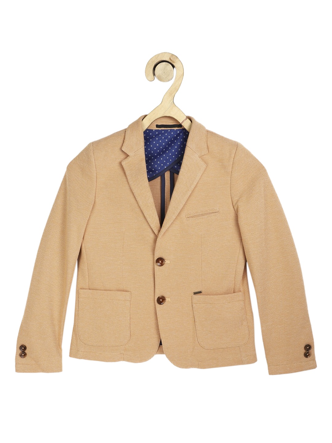 

Allen Solly Junior Boys Khaki-Coloured Solid Single-Breasted Blazer