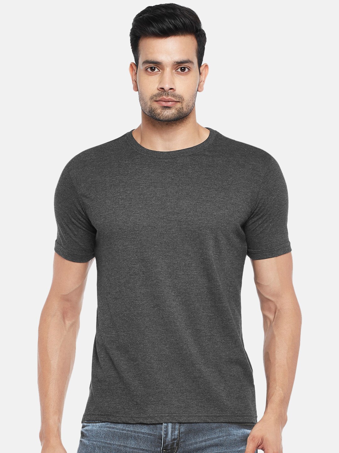 

BYFORD by Pantaloons Men Black Pure Cotton T-shirt